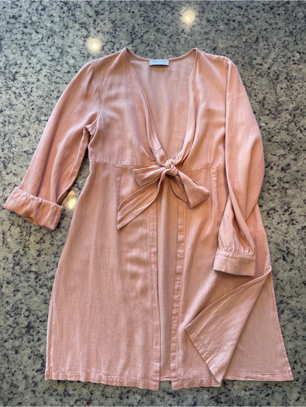 Hayden linen blend soft Coral duster/coverup/cardigan L